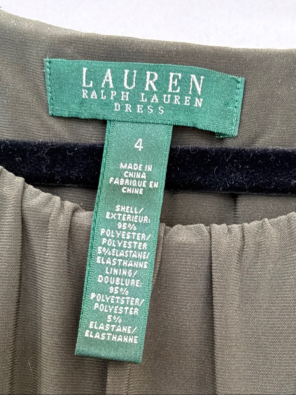 Lauren Ralph Lauren Olive Draped Sleeveless Dress sz 4